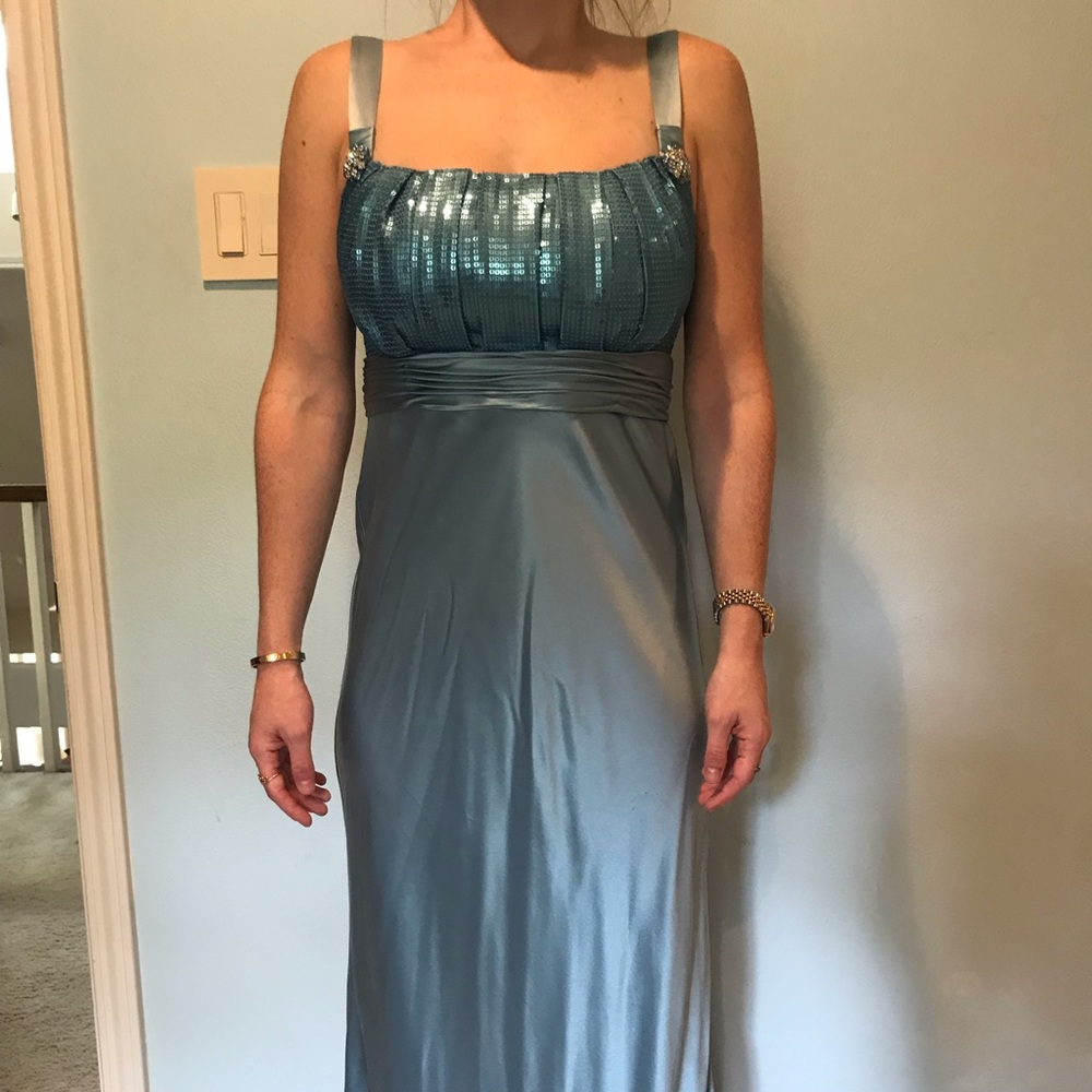Blue floor length dress